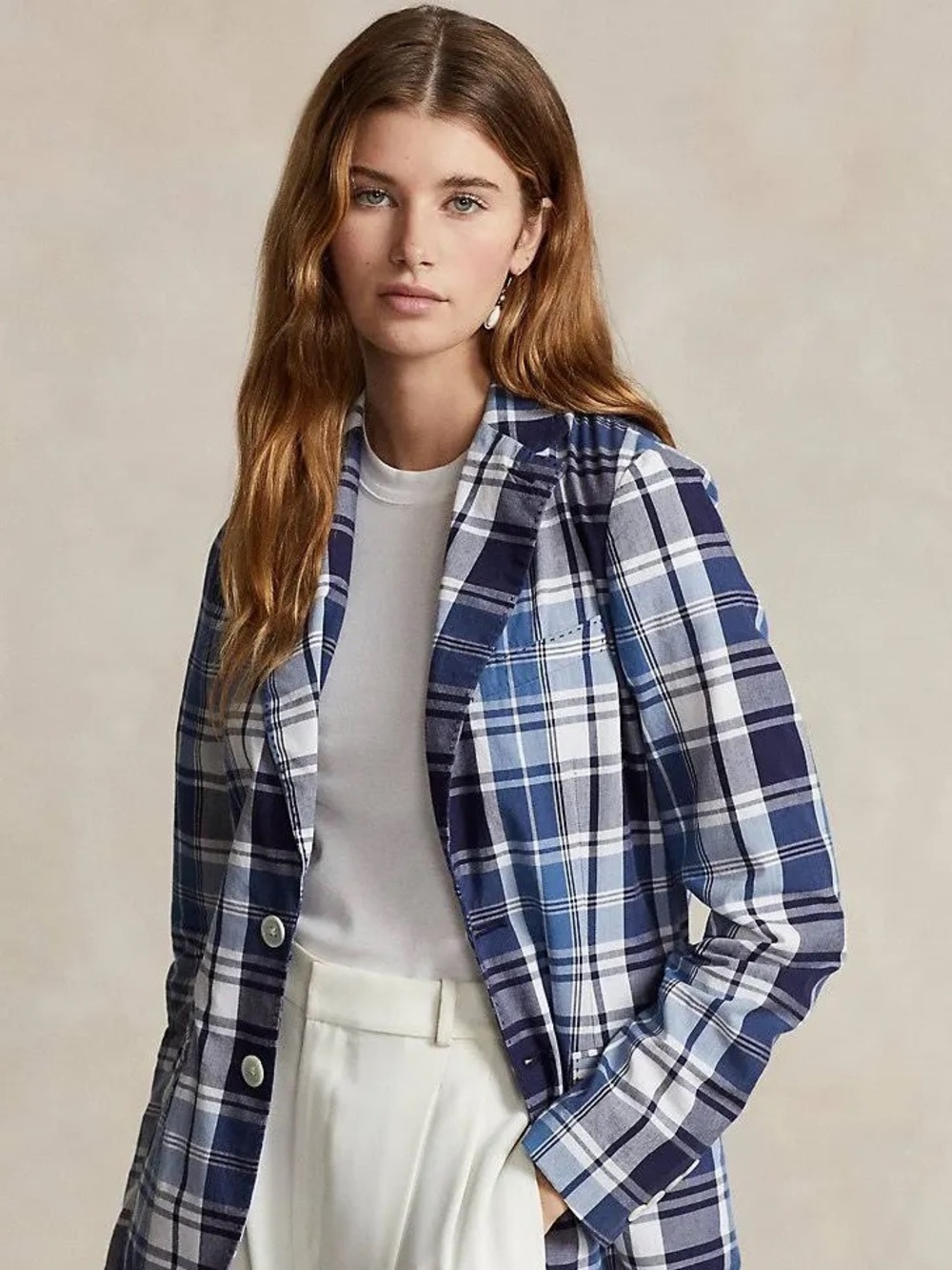 NWT Polo Ralph Lauren Plaid Blue Women's Blazer